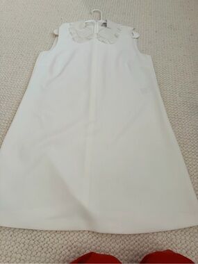 Red Valentino Peter Pan collar white/cream Detail Dress Size 46- authentic